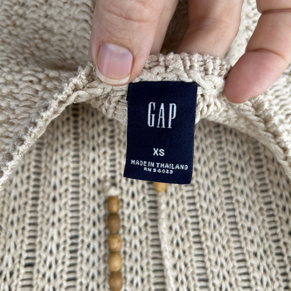 NWT GAP Sweater Womens XS Beige Cotton Open Knit Y2K 2000s Boho Fairy Art Indie - Picture 8 of 14